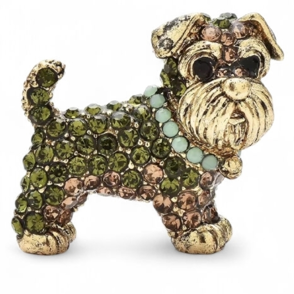 New! Sparkling Rhinestone Schnauzer / Terrier Dog Brooch Pin • NWOT